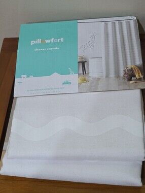 Pillowfort White Textured Wave Shower Curtain Size 72" X 72" NEW